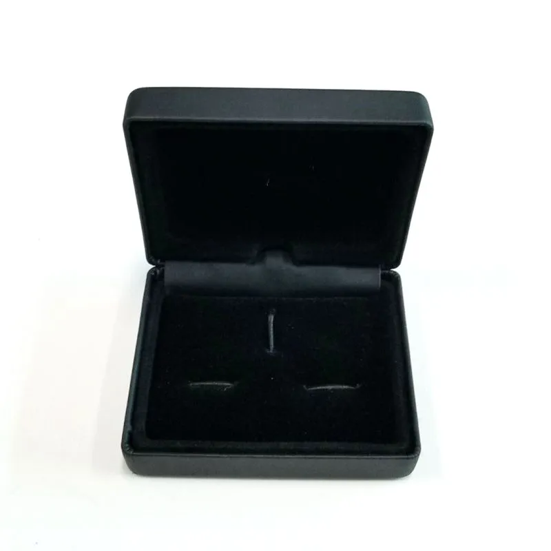 Custom Black Leather Packaging Cufflink Brooch Box