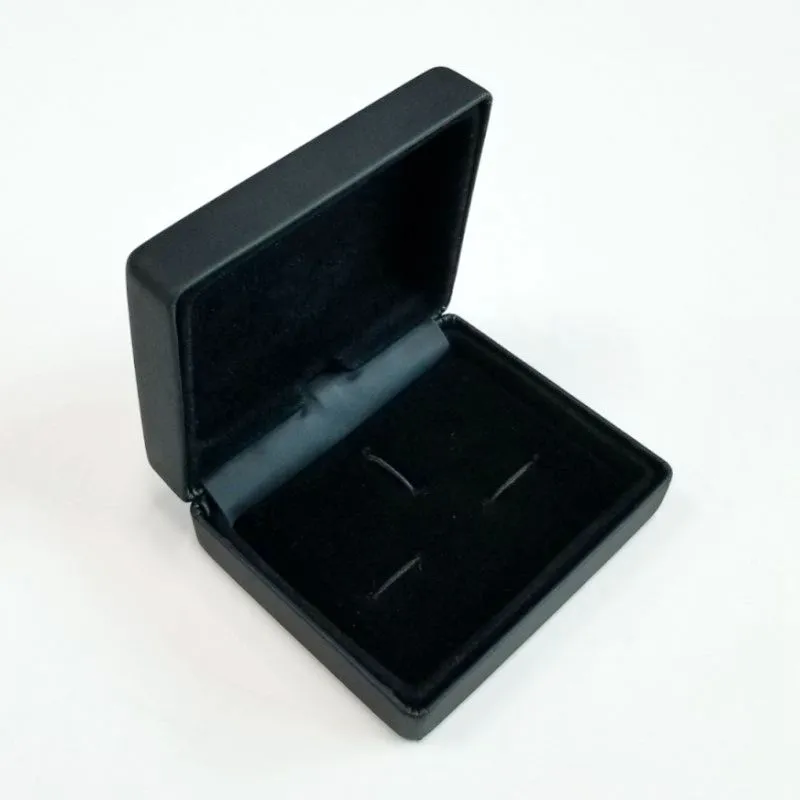 Custom Black Leather Packaging Cufflink Brooch Box