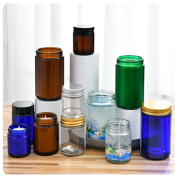 Custom Blue Clear Amber Color Glass Candle Aromatherapy Bottles