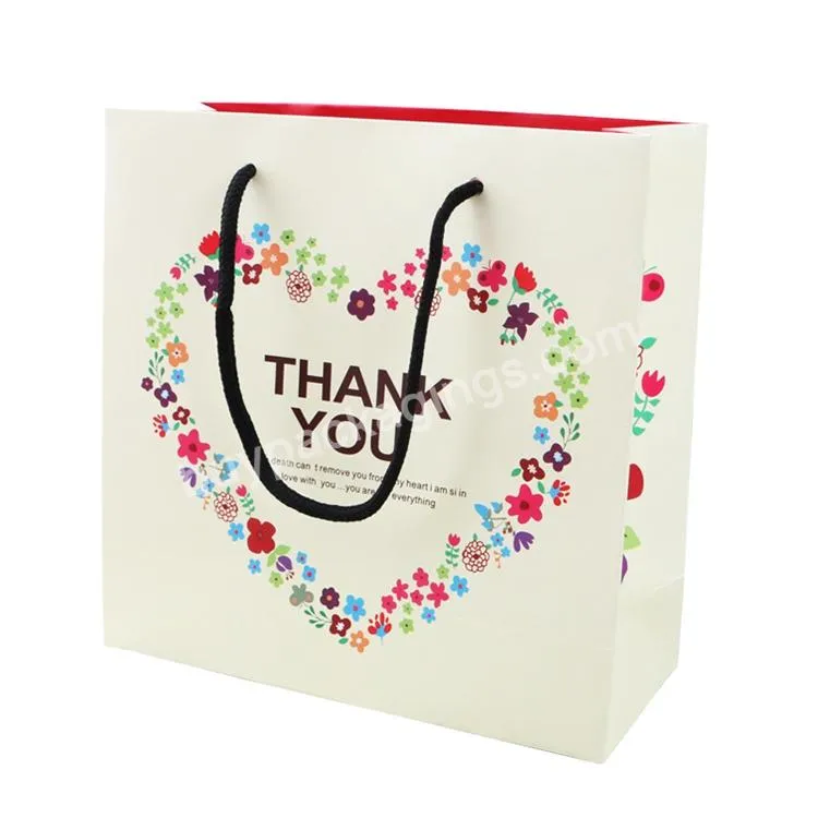 Custom Bolsa Papel Kraft Mujer Thank You Kraft Paper Shopping Bags With Rope Handle