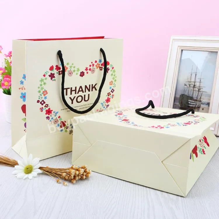 Custom Bolsa Papel Kraft Mujer Thank You Kraft Paper Shopping Bags With Rope Handle