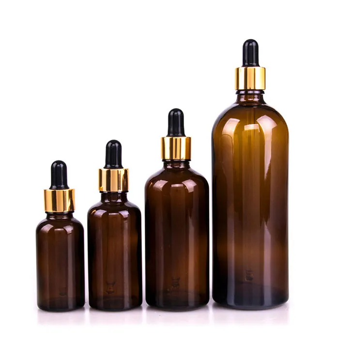 Custom Brown Color Good Quality Essential Cosmetics Glass Bottle