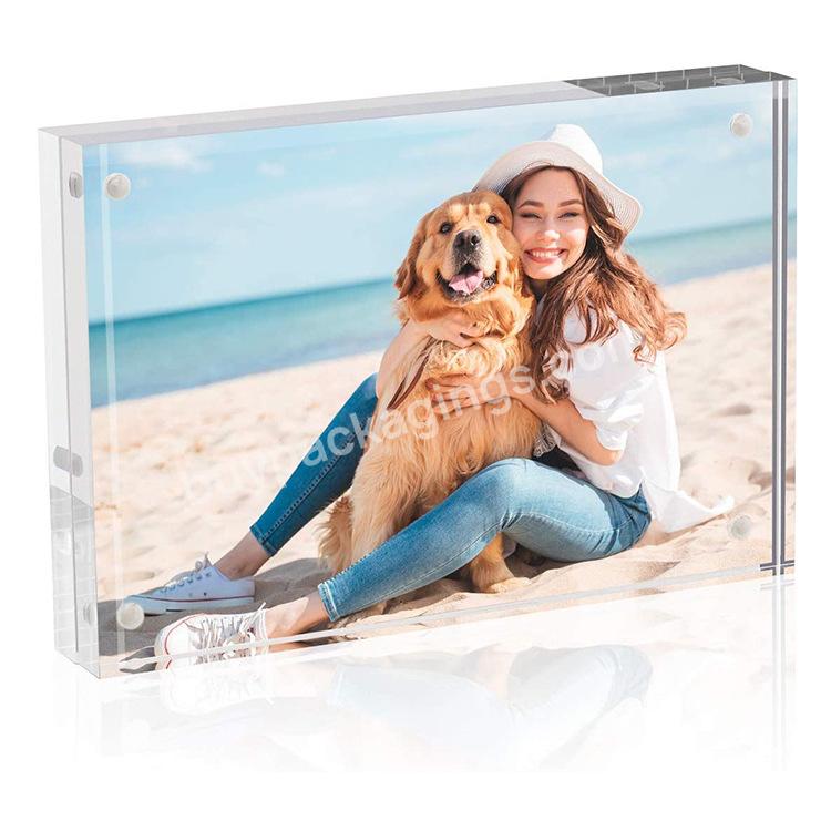 Custom Clear Tabletop Acrylic Picture Frames/double Sided Magnetic Block Photo Frames - Buy 4x6 Acrylic Magnetic Photo Frame Horizontal Double Sided Picture Frame For Desktop Display,Supplier Clear Acrylic Magnetic Photo Frame China Wholesale 4x6"/5x