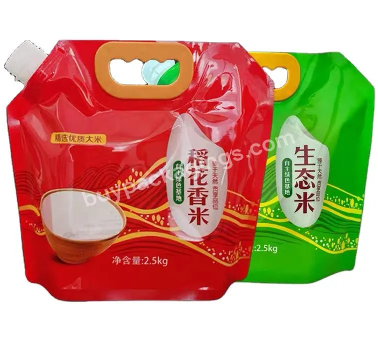 Custom Clear Window Food Grade Olive Oil Standing Up Spouted Juice Pouch Bag With Handle For Rice Cereal Packaging