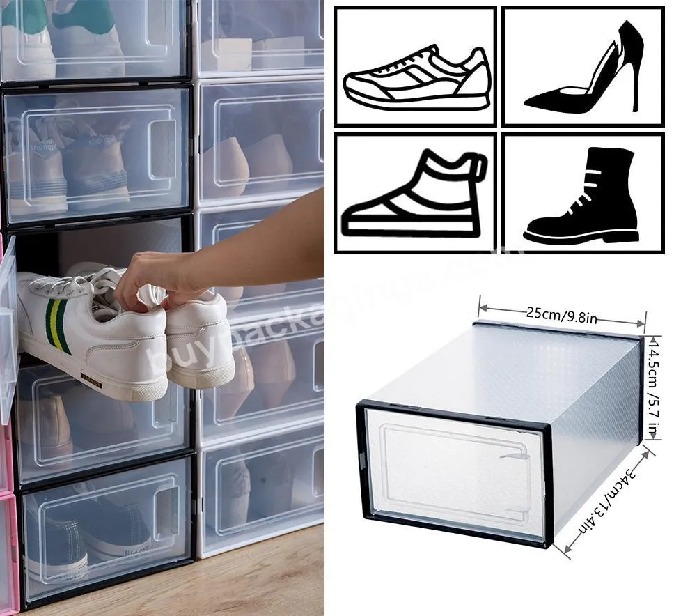 custom collapsible pp shoe boxes for packaging clear shoe box storage with logo packaging