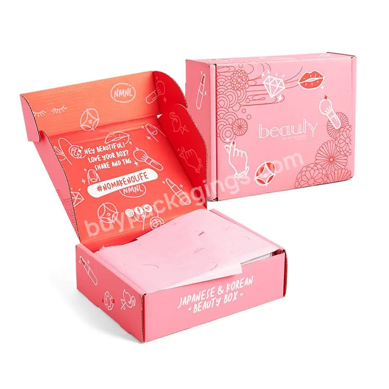 Custom Colored Boxes Logo Packaging Pink Cardboard Printed Eco Mailer Box Free Design
