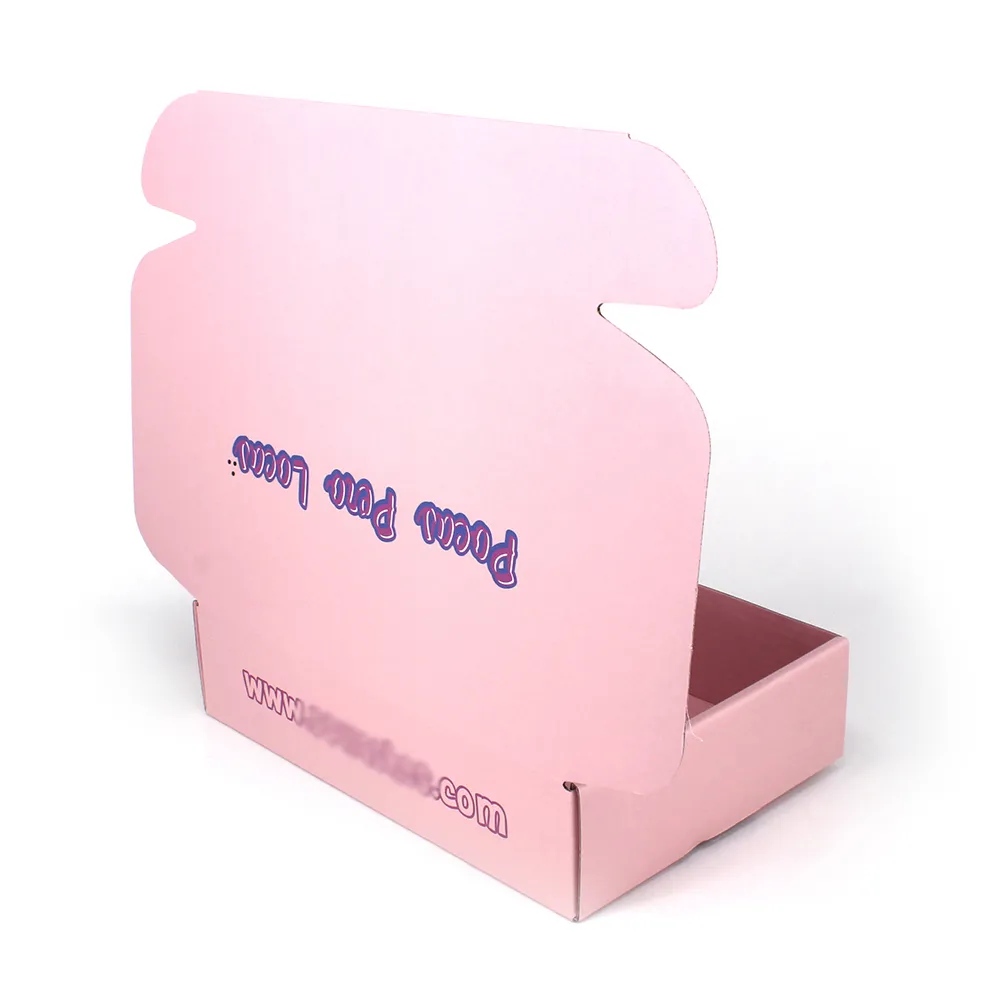 Custom colored Logo packaging pink cardboard corrugated printed cosmetic shipping mailer box