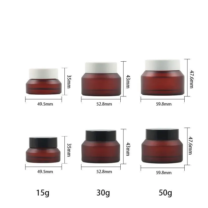 Custom Cosmetic Package Frosted PinkRedGreenBlack Glass Face Cream Jar With BlackWhite Lids