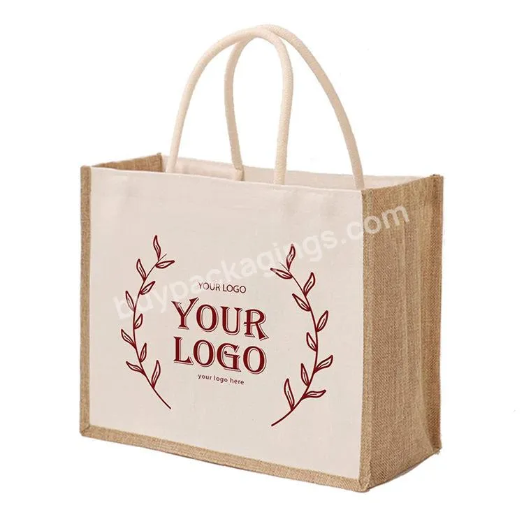 Custom Cotton Handles Wedding Gift Canvas Jute Shopping Bags With Logos