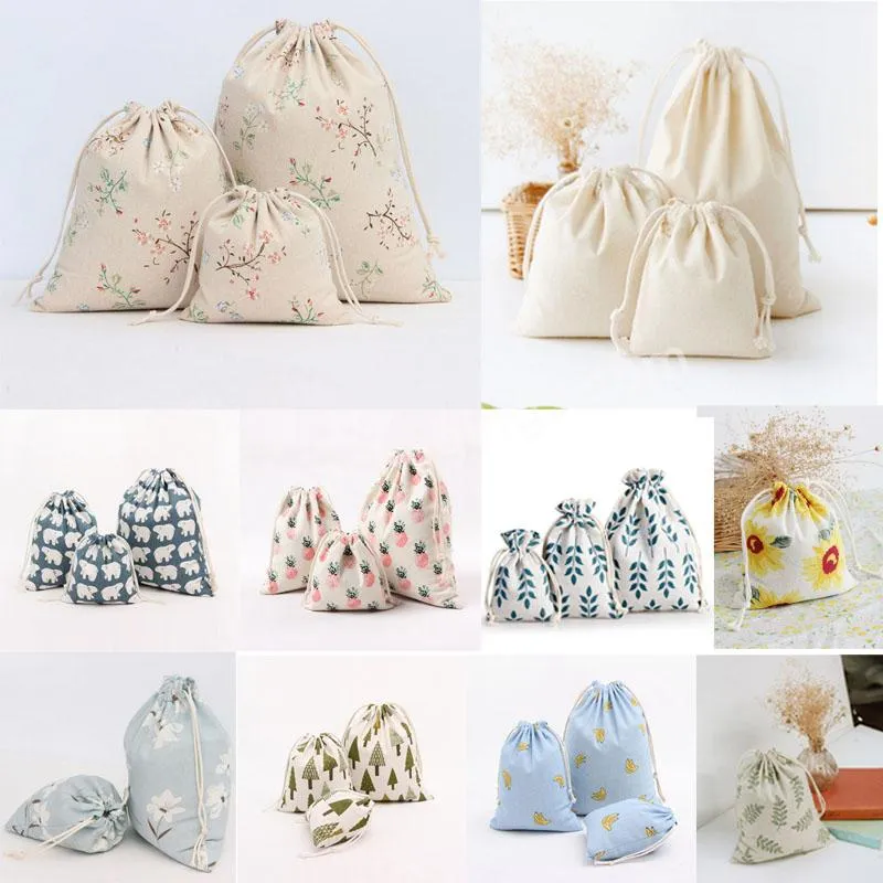 Custom Cotton Linen Fabric Dust Cloth Bag Clothes Socks/underwear Shoes Storage Canvas Cotton Drawstring Bags