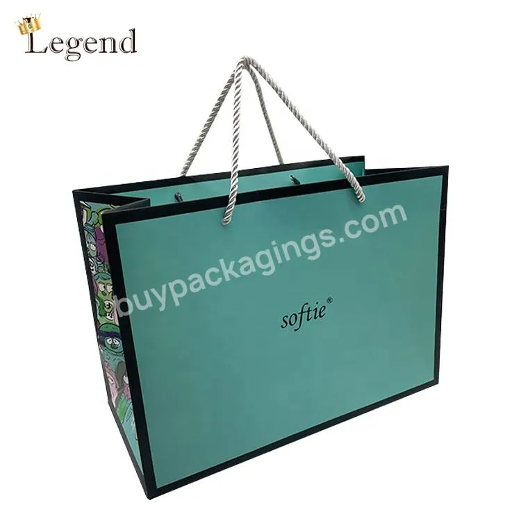 Custom Design Printing Teal Color Paper Gift Packaging Luxury Personalized Shopping Bag Paper for Shopping