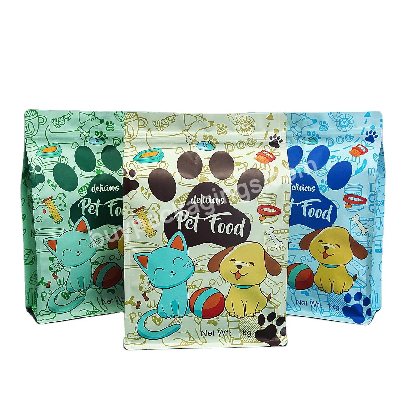 Custom Dog Cat Feed Bag Various Capacities Stand Up Pouch Zip Lock Resealable Plastic Pet Food Packaging Bag