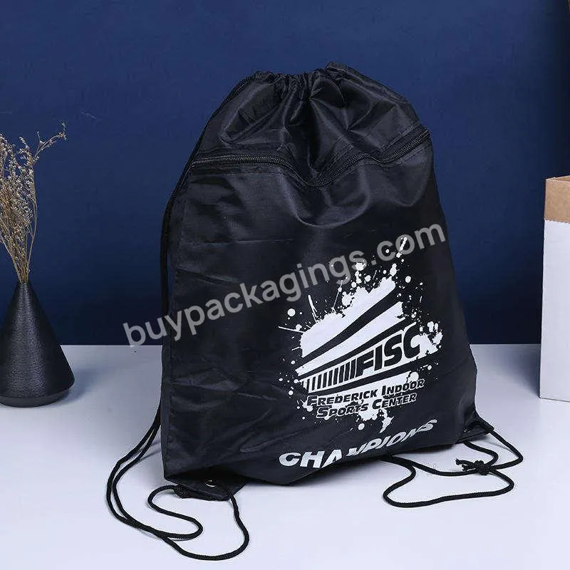 Custom Drawstring Backpacks Bags Durable Cheap 210d Nylon Pull String Custom Logo Sports Drawstring Bag