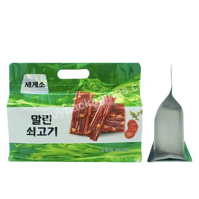 Custom Dried Food Snack Biltong Beef Jerky Packaging Bags With Window Flat Bottom Pouch