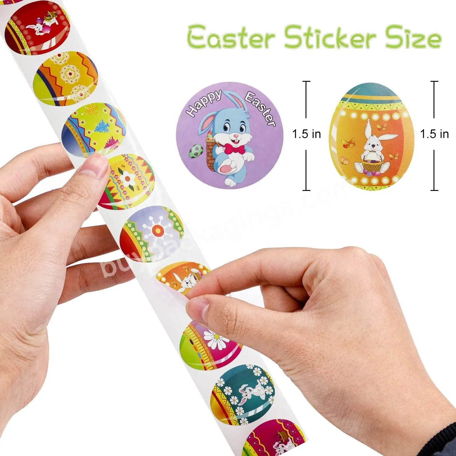 Custom Easter Eggs Bunny Roll Sticker 6 Design Rabbit Stickers And 9 Design Eggs Stickers For Envelope Party Kids Games Bag