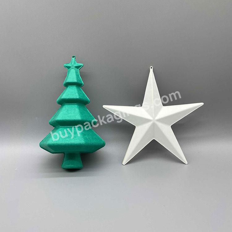 Custom Eco Friendly Molded Paper Pulp Christmas Ball & Tree Ornaments Xmas Pulp Decor