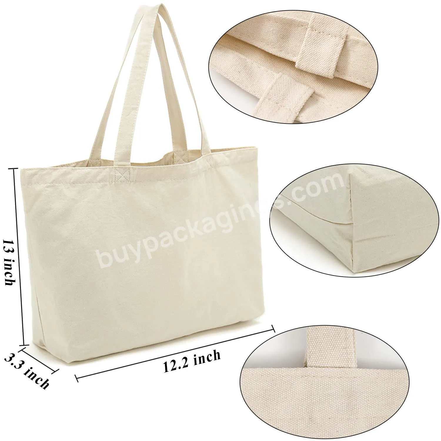 Custom Eco Friendly Shopping Bags Diy Crafts Reusable Blank Plain Natural Grocery Cotton Canvas Tote Bags