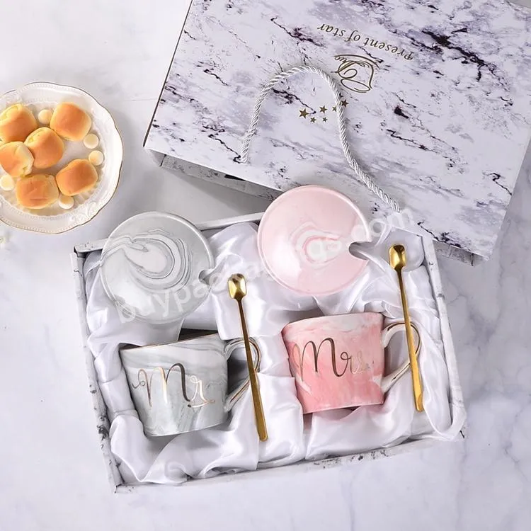 Custom Elegance Light Luxury Mug Set Marble Gift Box Ceramic Coffee Cup