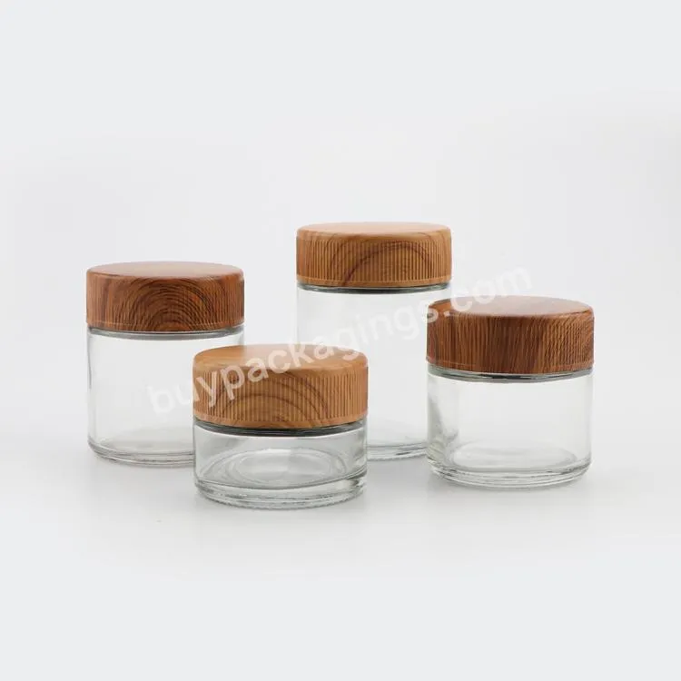 Custom Empty Candle Jar Glass With Wood Lid Glass Jars Packaging Child Resistant Glass Jar