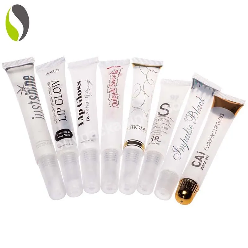 Custom Empty Clear Cosmetic Plastic Tube Cheap Squeeze Lipstick Tube Wholesale Lip Gloss Collapsible Tube