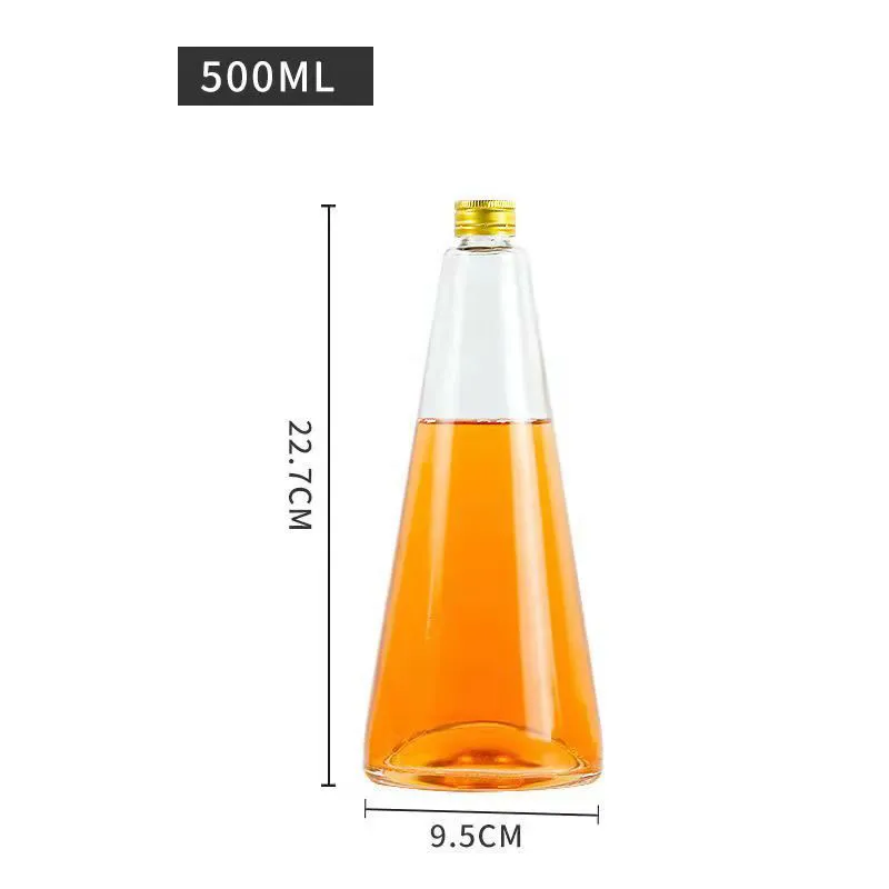 Custom Empty Food Grade 500ml Water Juice Milk Coffee Olive Oil Wine Liquor Drink Glass Bottle With Screw Cap