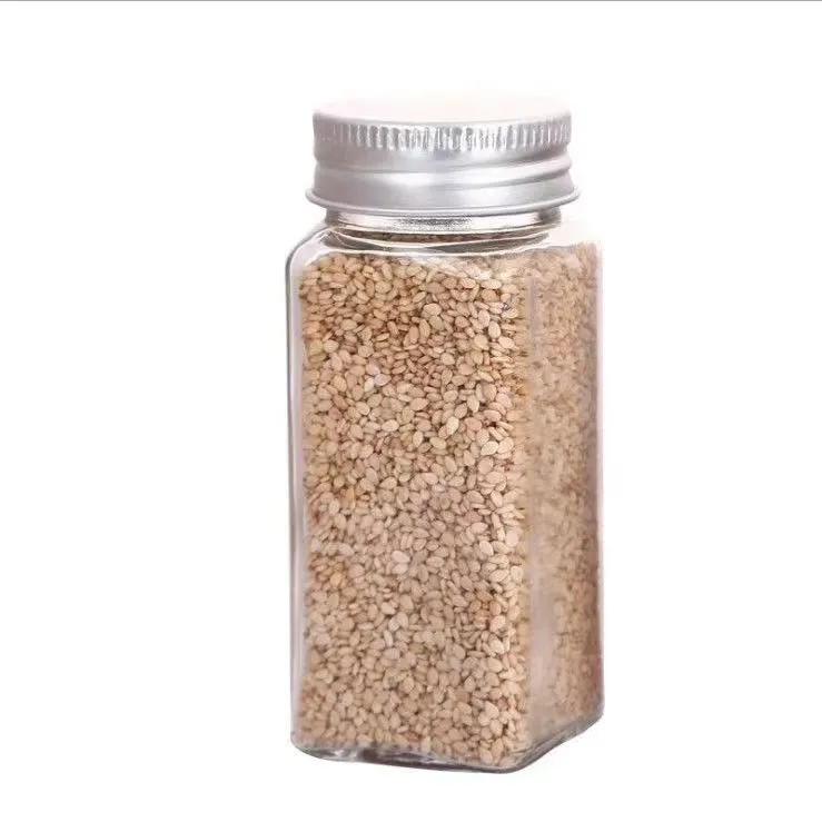 Custom Empty Square Glass Storage Container Herb Spice Bottles Pepper Glass Spice Jar With Multi Kinds Of Shaker Lids