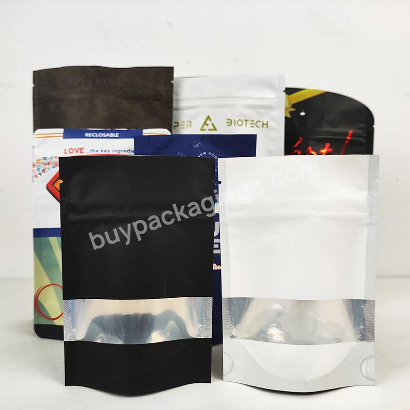 Custom Foil Bags Transparent Pouch Bag Matte Black Back Bags One Side Clear Black Stand Up Pouch With Zipper