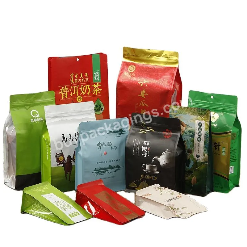 Custom Food Packaging Bag Flat Bottom Pouch Ziplock Bag For Coffee Square Bottom Box Coffee Pouch