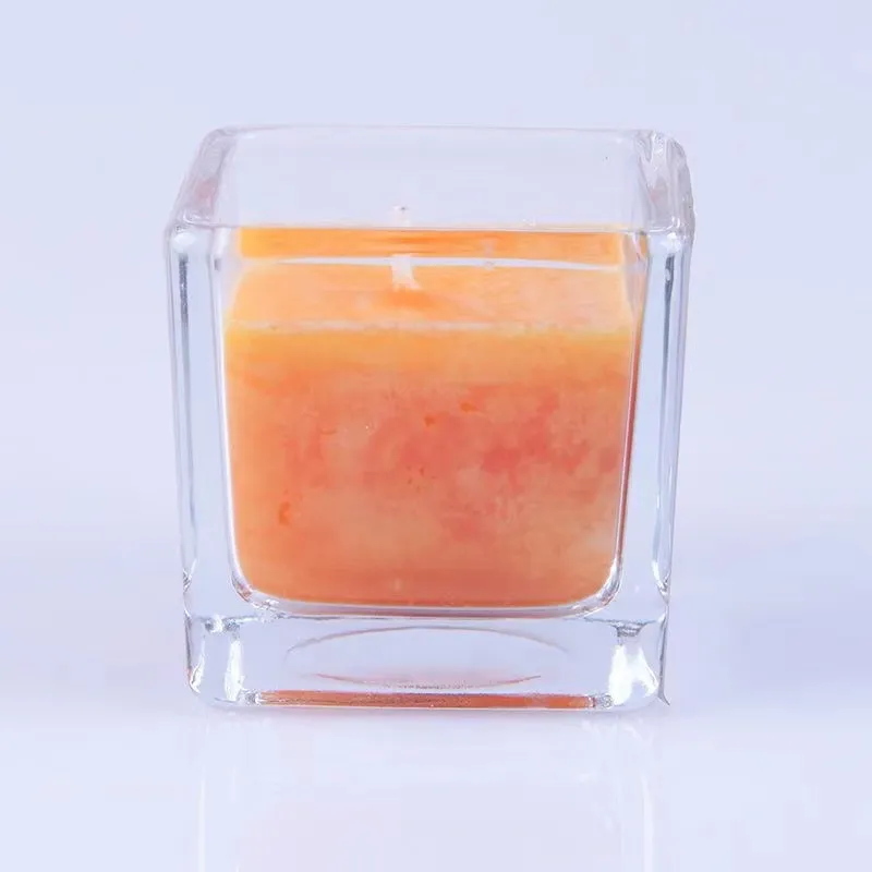 Custom Glass Square 10oz Containers Clear Square Glass Candle Jars For Home Wedding