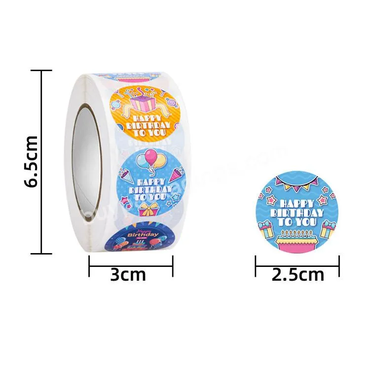 Custom Glossy Happy Birthday Self Adhesive Vinyl Transfer Stickers Label Packaging