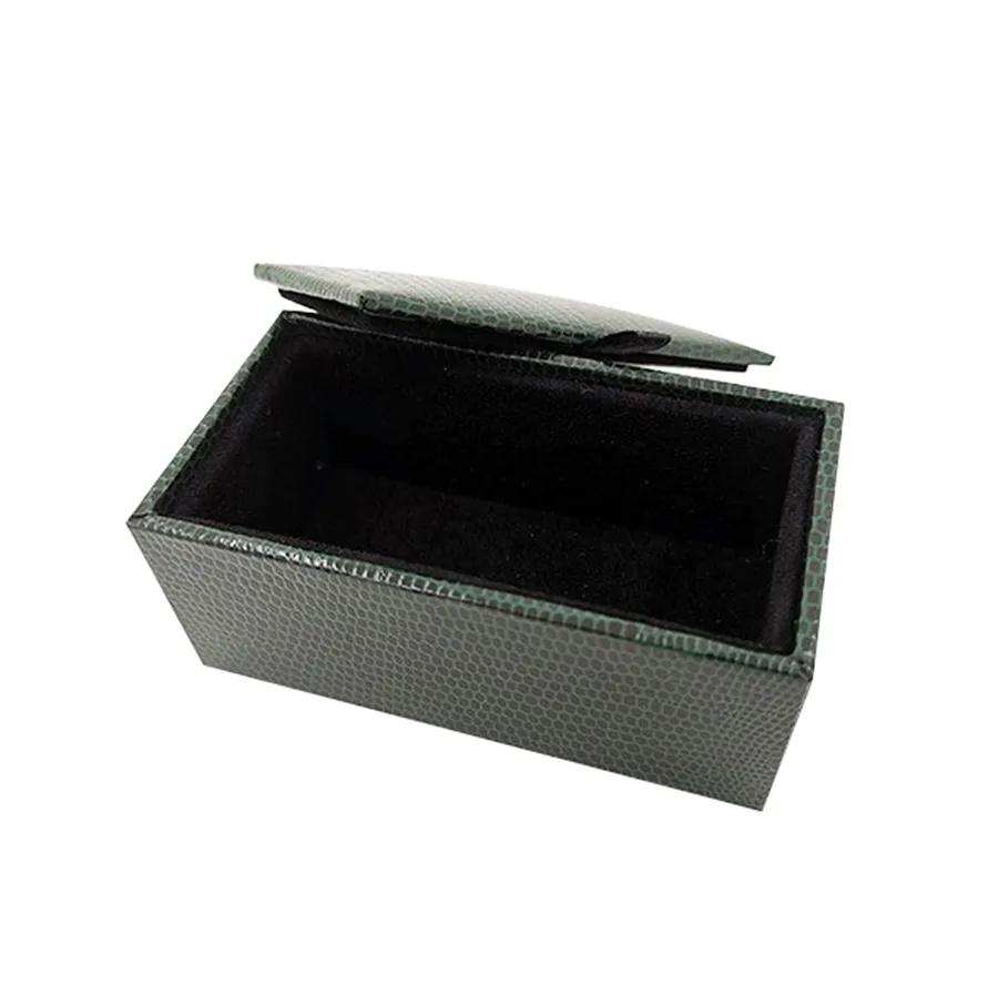 Custom Green PU Leather Cufflink And Tie Clip Box