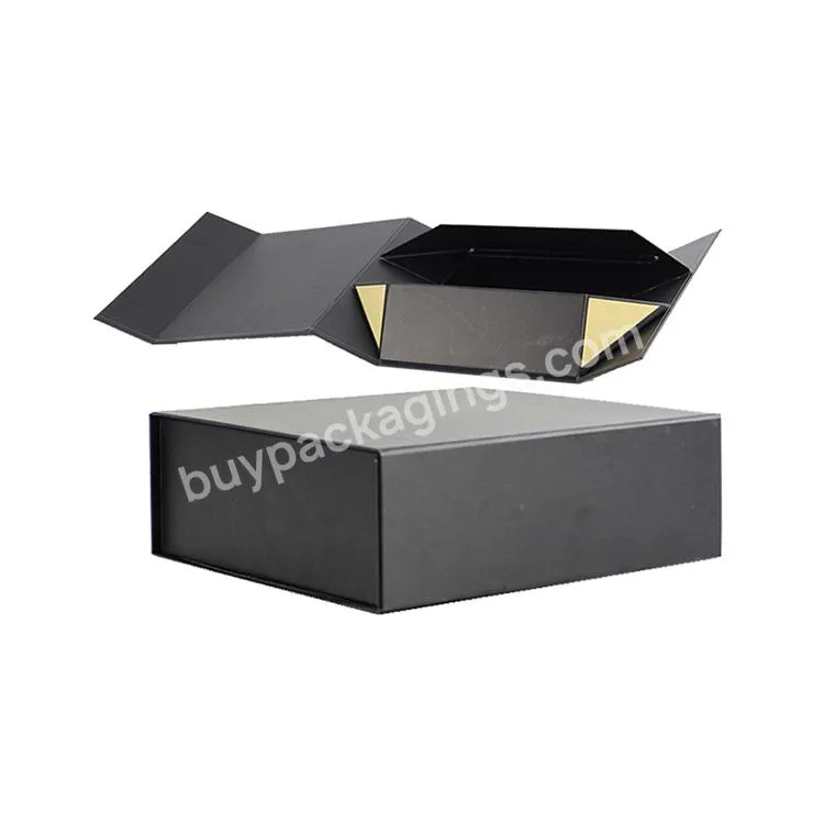 Custom High Quality Black Foldable Rigid Cardboard Gift Packaging Boxes