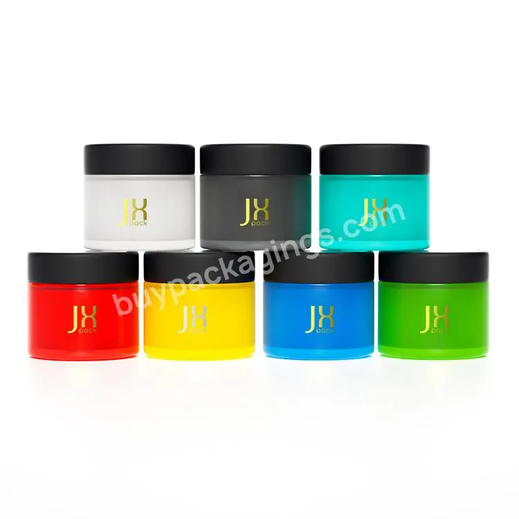 Custom Logo 3.5 Gram See Through Flower Glass Jars Open Window Child Proof Jar Matte Flower Storage Glass Jar Container