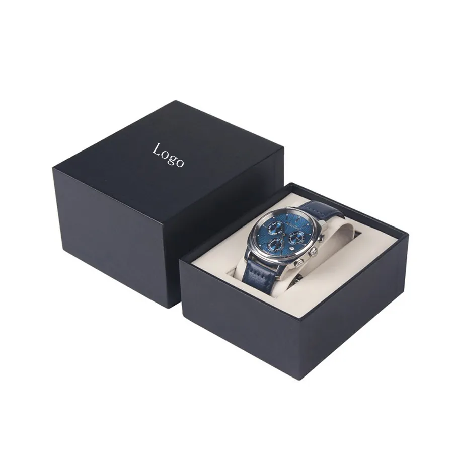 Custom Logo Black Cardboard Watch Box Watch  Box with Lid