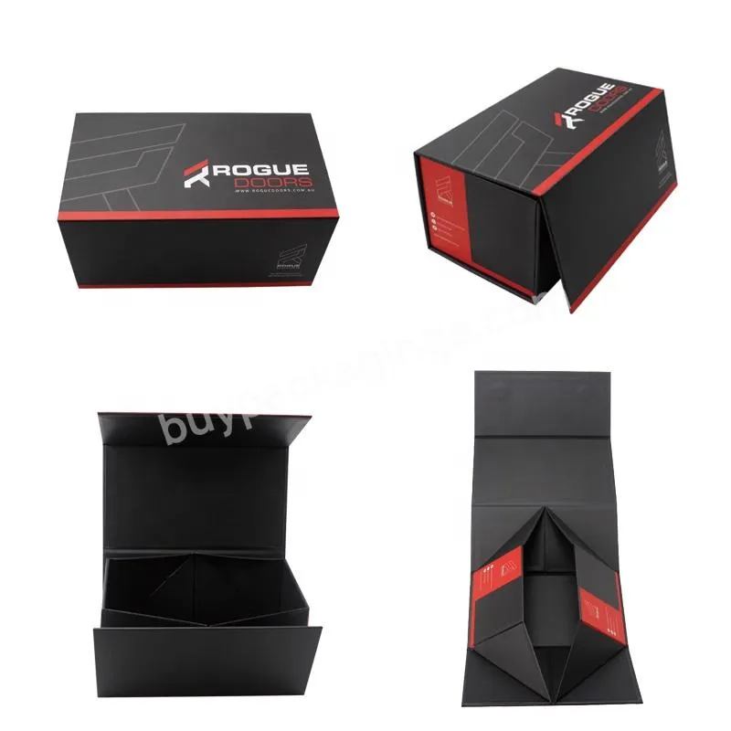 Custom Logo Black Cosmetic Folding Magnetic Box Foldable Small Gift Cardboard Boxes Collapsible Magnet Paper Hamper Basket Box