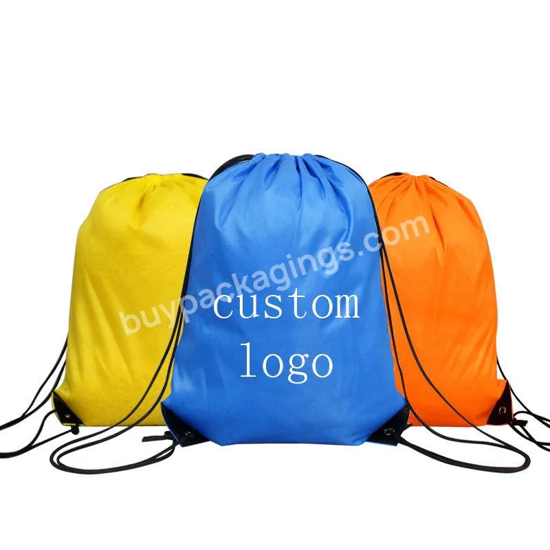 Custom Logo Black Drawstring Printed Polyester Sport Gym Bags Training Gymsack Polyester Waterproof Drawstring Bag With Logo