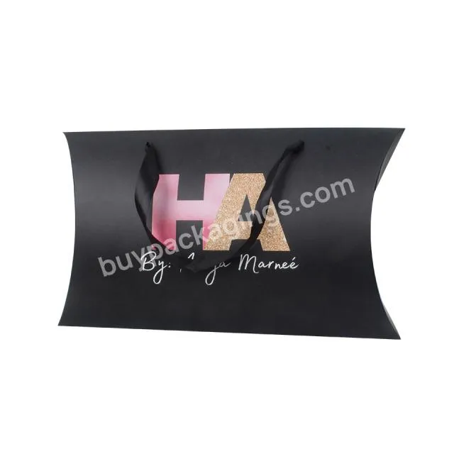 Custom Logo Black Wig Hair Extensions Packaging Paper Pillow Gift Boxes For Bundles