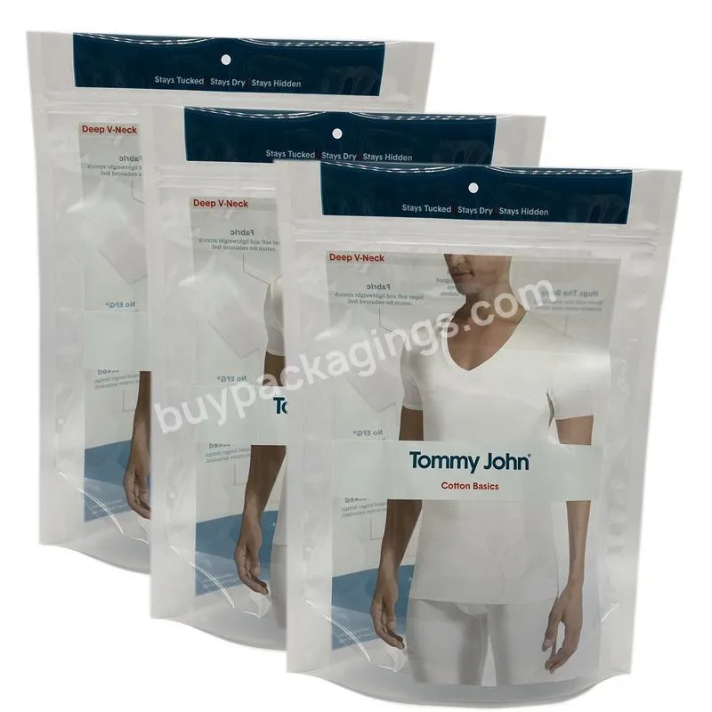 Custom Logo Clear Plastic Clothes Garment Zipper Zip Lock Bags High Quality Stand Up Garment Bag With Zipper Own Logo