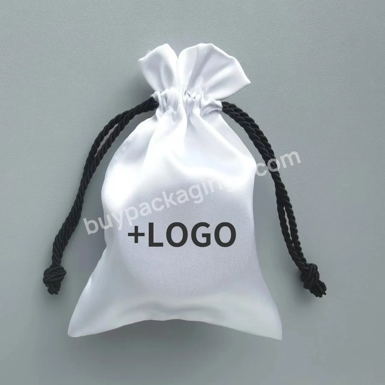 Custom Logo Colorful Silk Satin Bags Hair Extensions Packaging Jewelry/wigs/makeup/wedding Gift Bag Drawstring Pouch Wholesale