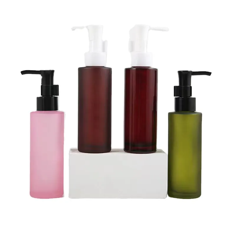 Custom Logo Cosmetic Bottle 60ml 100ml Shampoo Shower Gel Glass Press Pump Bottle