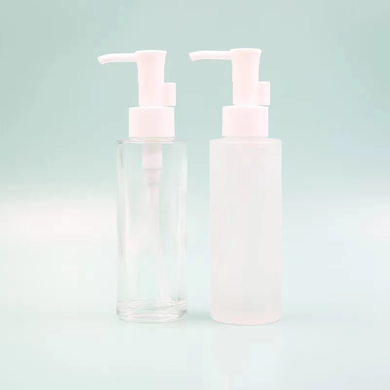 Custom Logo Cosmetic Bottle 60ml 100ml Shampoo Shower Gel Glass Press Pump Bottle