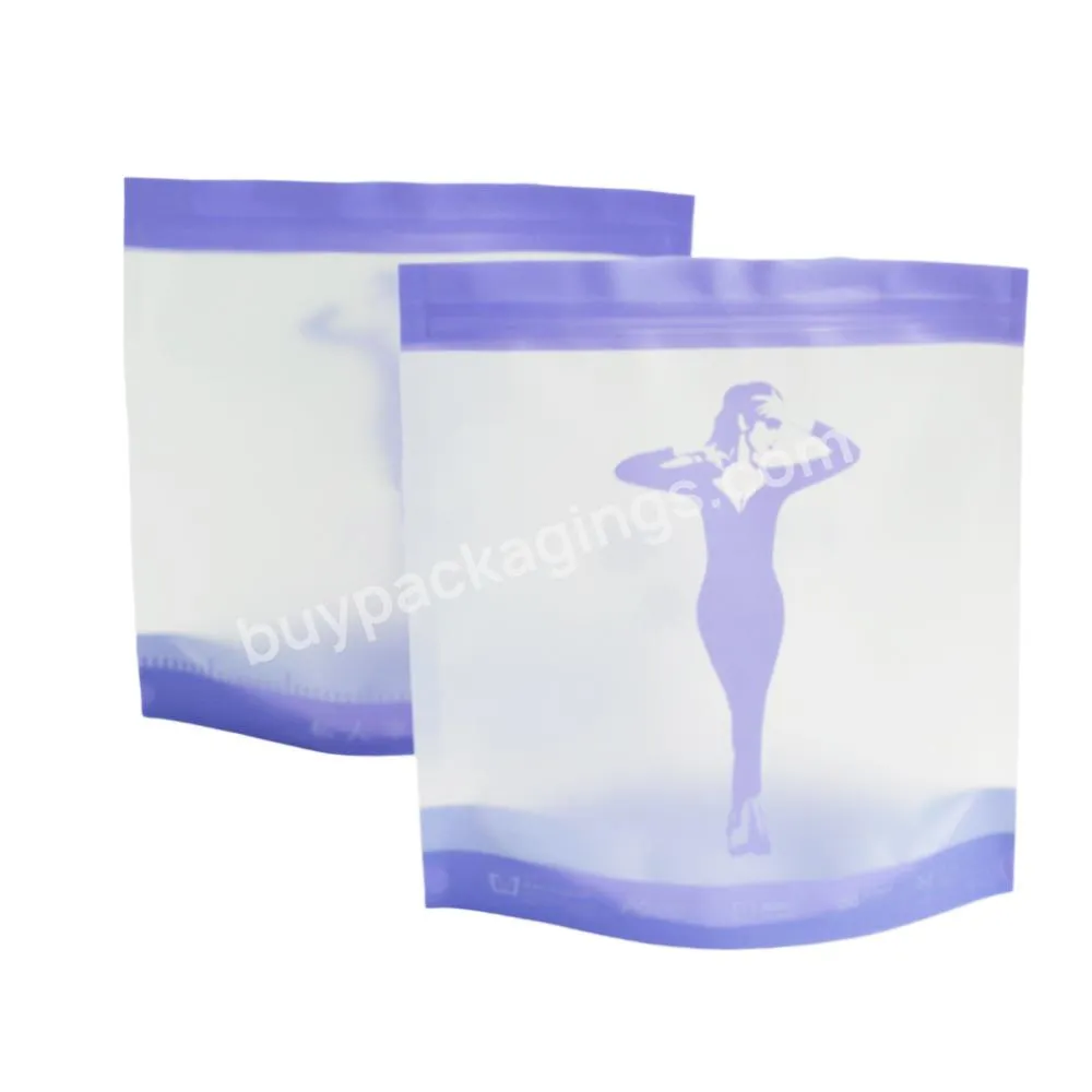 Custom Logo Eco Friendly Transparent Resealable Clear Frosted Packaging Bags For Women's Dresses Clothes Zipper Stand Bag