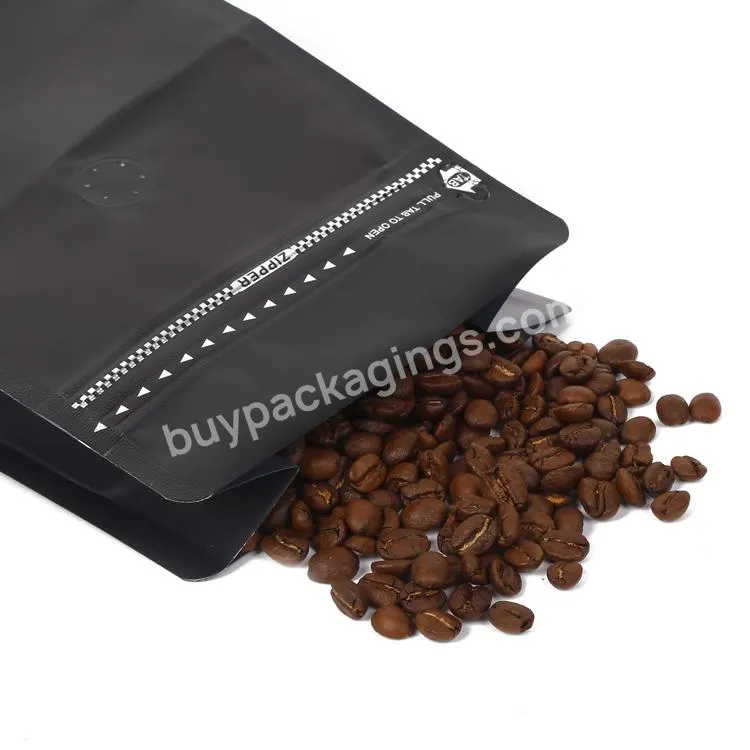 Custom Logo Flat Bottom Coffee Packaging Bag Self-sealing Zipper Coffee Pouch With Air Valve