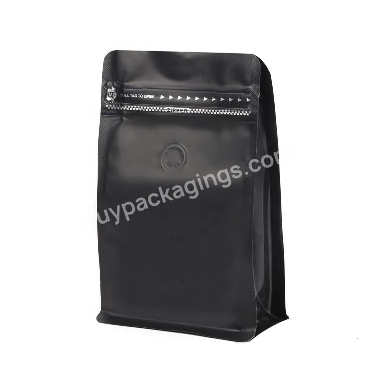 Custom Logo Flat Bottom Coffee Packaging Bag Self-sealing Zipper Coffee Pouch With Air Valve