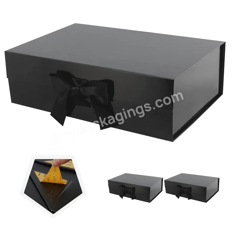 Custom Logo Gift Box Packaging  Luxury Folding  Rigid Black Elegant Paper Packaging Boxes