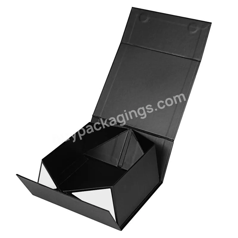 Custom Logo Gift Box Packaging  Luxury Folding  Rigid Black Elegant Paper Packaging Boxes