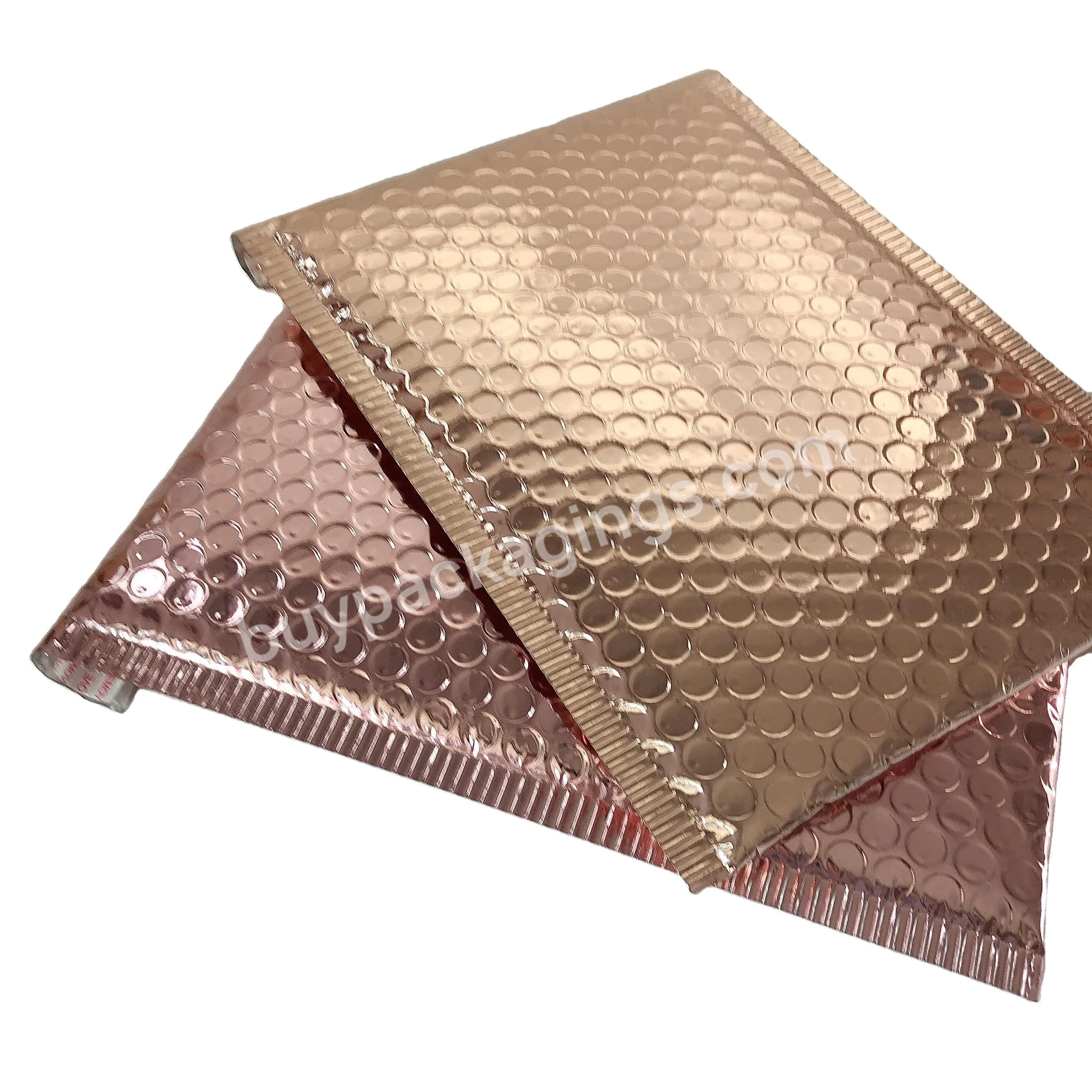 Custom Logo Gold Mailing Bags Nice Printing Shock Proof Envelopes Padded Bubble Bag Champagne Color