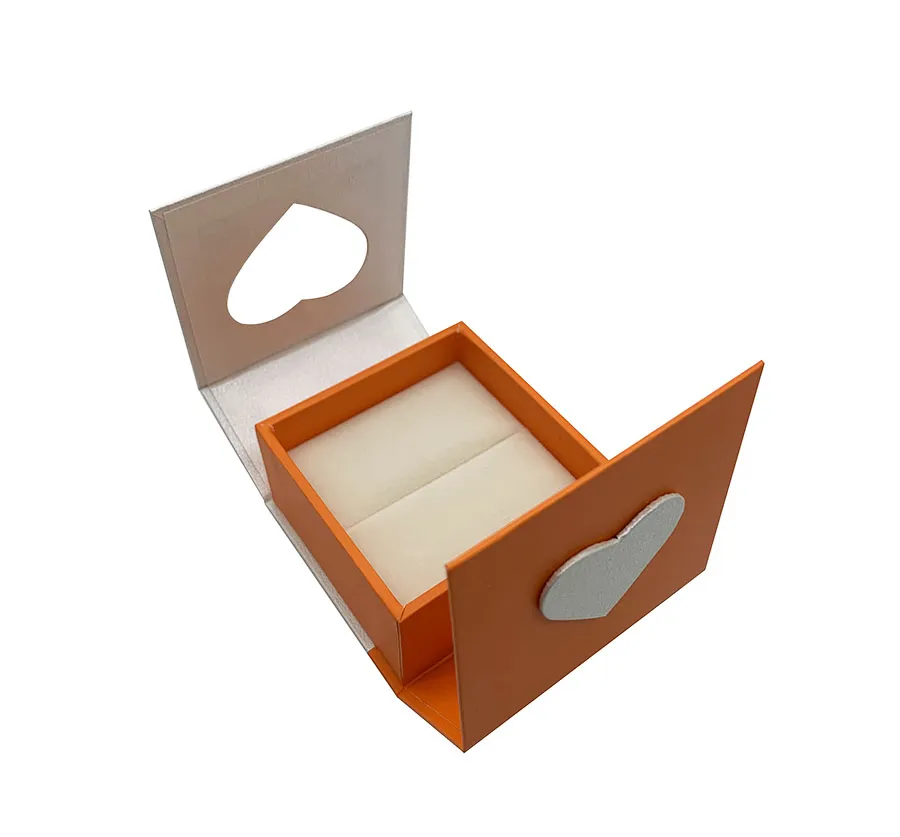 Custom Logo Heart-Shaped Cardboard Wedding Rings Box