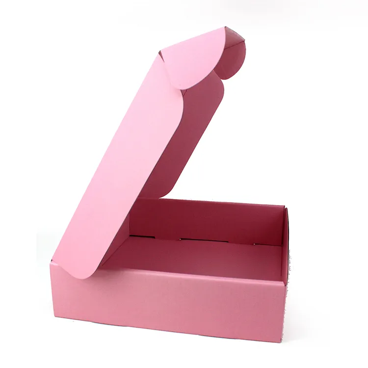 Custom LOGO Holographic Cosmetic Beauty Wigs Packaging Corrugated Pink Post Mailing Shipping Boxes