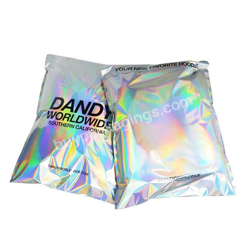 Custom Logo Hot Sale Printed Rainbow Glitter Metallic Envelopes Shipping Clothing Glossy Plastic Holographic Plastic Packaging